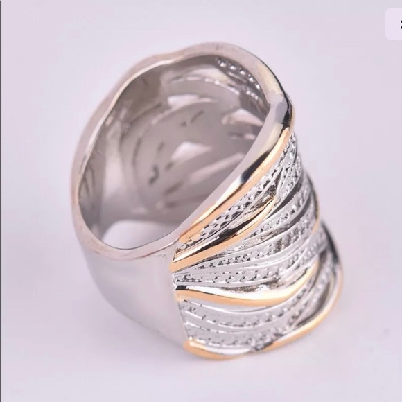 Fashion 925 Two Tone Silver Rings White Sapphire** - Picture 3 of 5